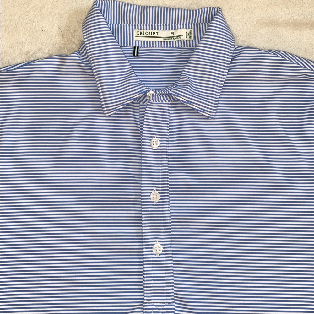 Criquet Performance Sport Range Polo Blue Bonnet light blue white Hobby Stripe - Picture 3 of 9